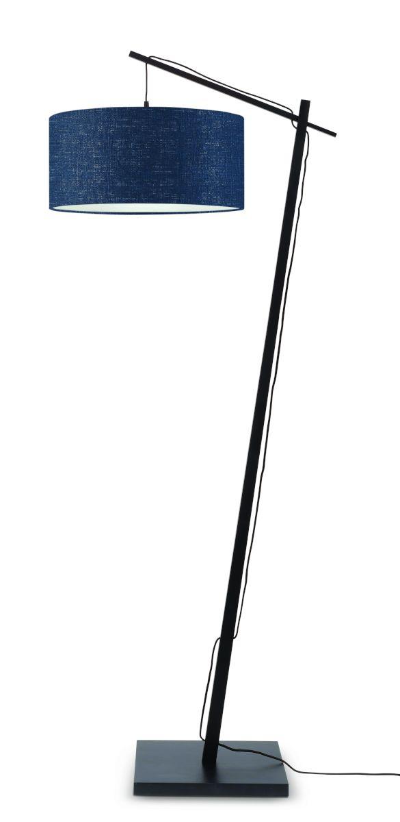 Stehlampe Andes Blau/Schwarz mit Fußschalter - Blau/Schwarz, Design, Naturmaterialien/Textil (47/176/23cm) - Good & Mojo