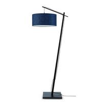 Stehlampe Andes Blau/Schwarz mit Fußschalter - Blau/Schwarz, Design, Naturmaterialien/Textil (47/176/23cm) - Good & Mojo