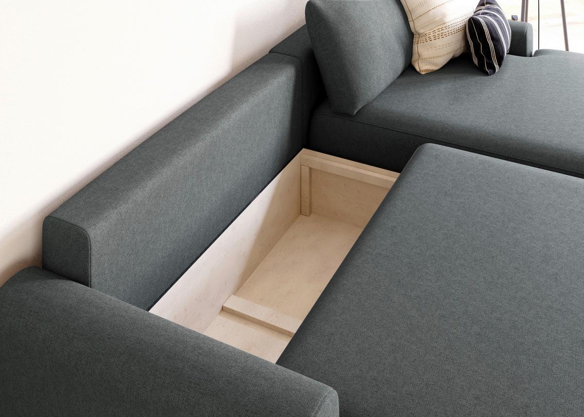 Eckschlafsofa Prag Graphitfarben S: 253x167 cm - Schwarz/Graphitfarben, MODERN, Textil (253/167cm) - Trendmanufaktur