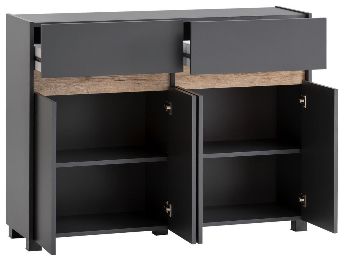 Kommode 112,2 cm Cosmo, Anthrazit - Anthrazit/Silberfarben, Design, Holzwerkstoff (112,2/84,4/33cm) - MID.YOU