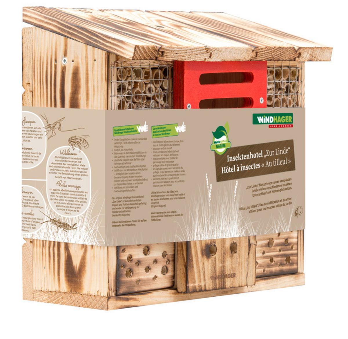 Insektenhotel Zur Linde - Rot/Naturfarben, Basics, Holz (27/30/13,5cm)