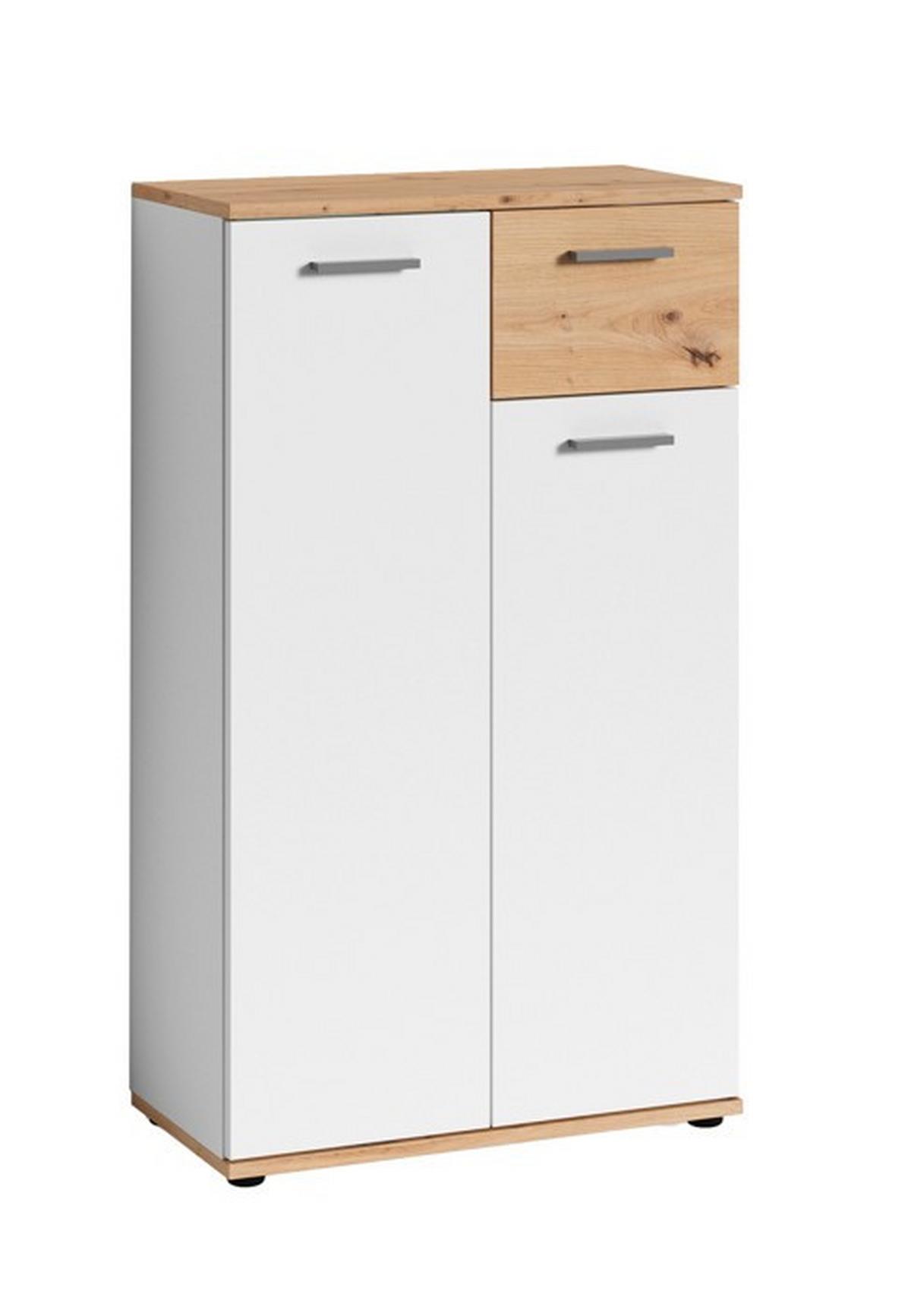 Garderobe Jakob 4-teilig Eiche Artisan/weiß B: 60 Cm - Weiß/Eiche Artisan, Design, Holzwerkstoff (60/102/30cm) - MID.YOU