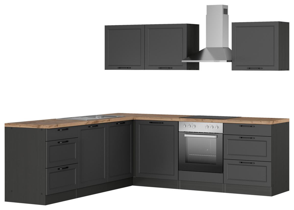Eckküche Meran mit Geräte 240x240 cm Grau/Eiche Dekor - Eiche Wotan/Grau, LIFESTYLE, Holzwerkstoff (240/240cm) - Held