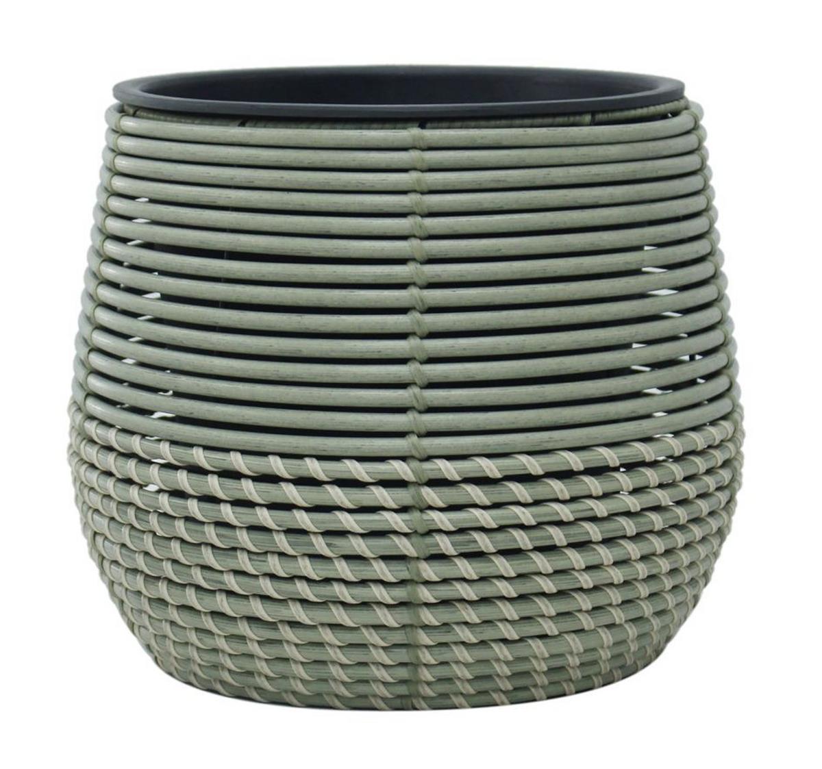 Blumentopf Marlisa - Schwarz/Grün, KONVENTIONELL, Kunststoff/Metall (31/26cm) - Luca Bessoni