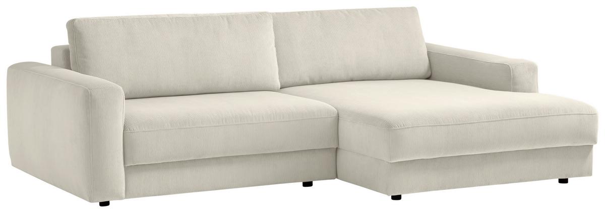 Ecksofa Bourbon - Creme/Schwarz, MODERN, Textil (250/176cm) - Trendmanufaktur