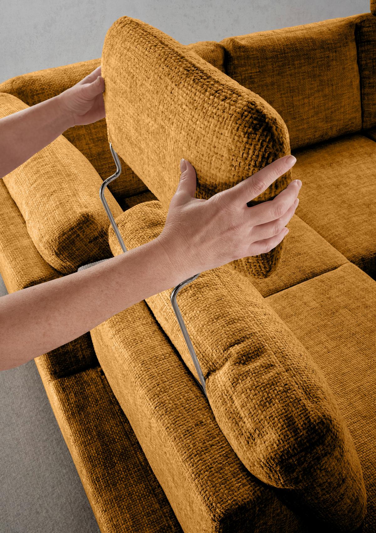 Eckschlafsofa Positano Goldfarben S: 206x265 Cm - Wildeiche/Goldfarben, MODERN, Textil (206/265cm) - Livetastic