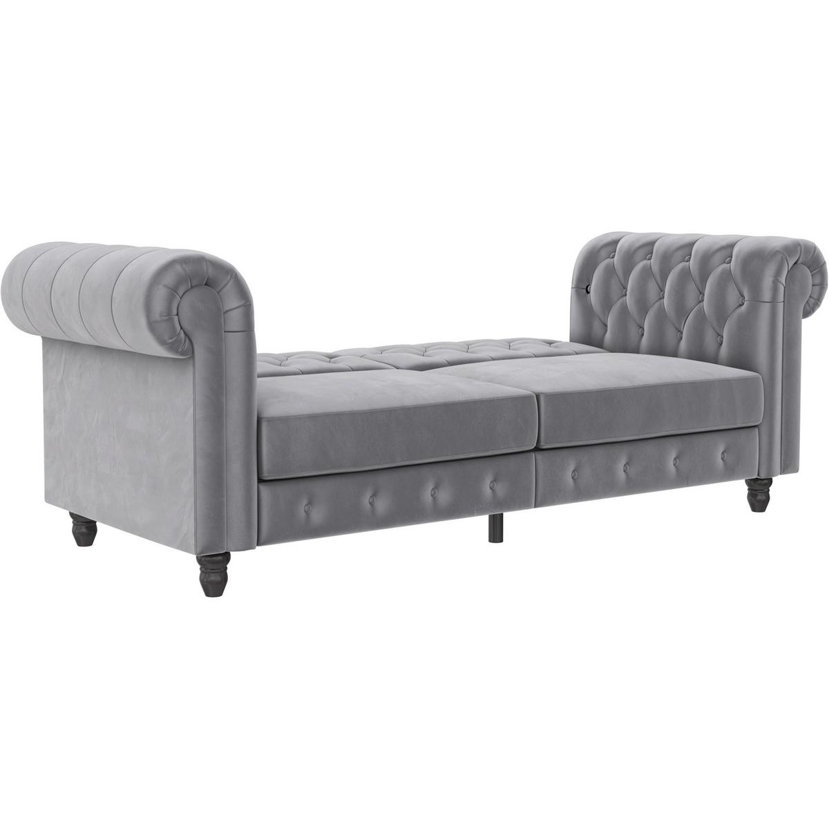 Schlafsofa Firenze Hellgrau, mit Schlaffunktion - Hellgrau/Schwarz, Basics, Textil (236/83/87cm) - Livetastic