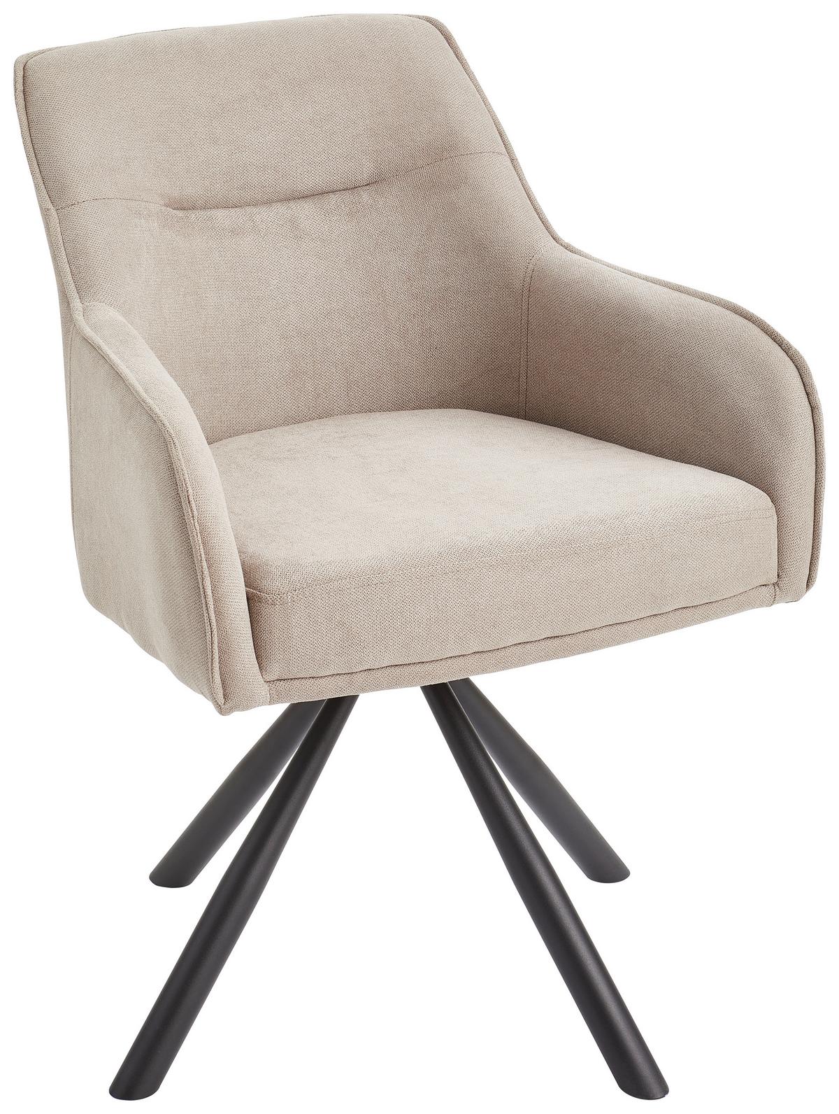 Armlehnstuhl Anna Schwarz/taupe B: 61 Cm - Taupe/Schwarz, MODERN, Textil/Metall (61/86/62cm) - Livetastic