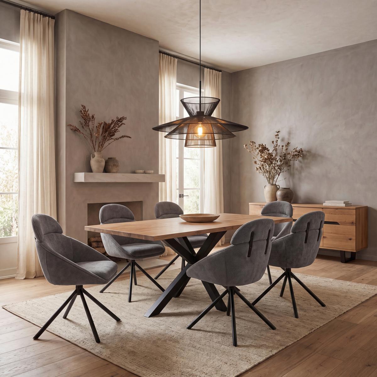 Stolička s podrúčkami Maira, tmavosivá, s látkovým poťahom - čierna/tmavosivá, Modern, kov/textil (59,5/93/66cm) - Bessagi Home