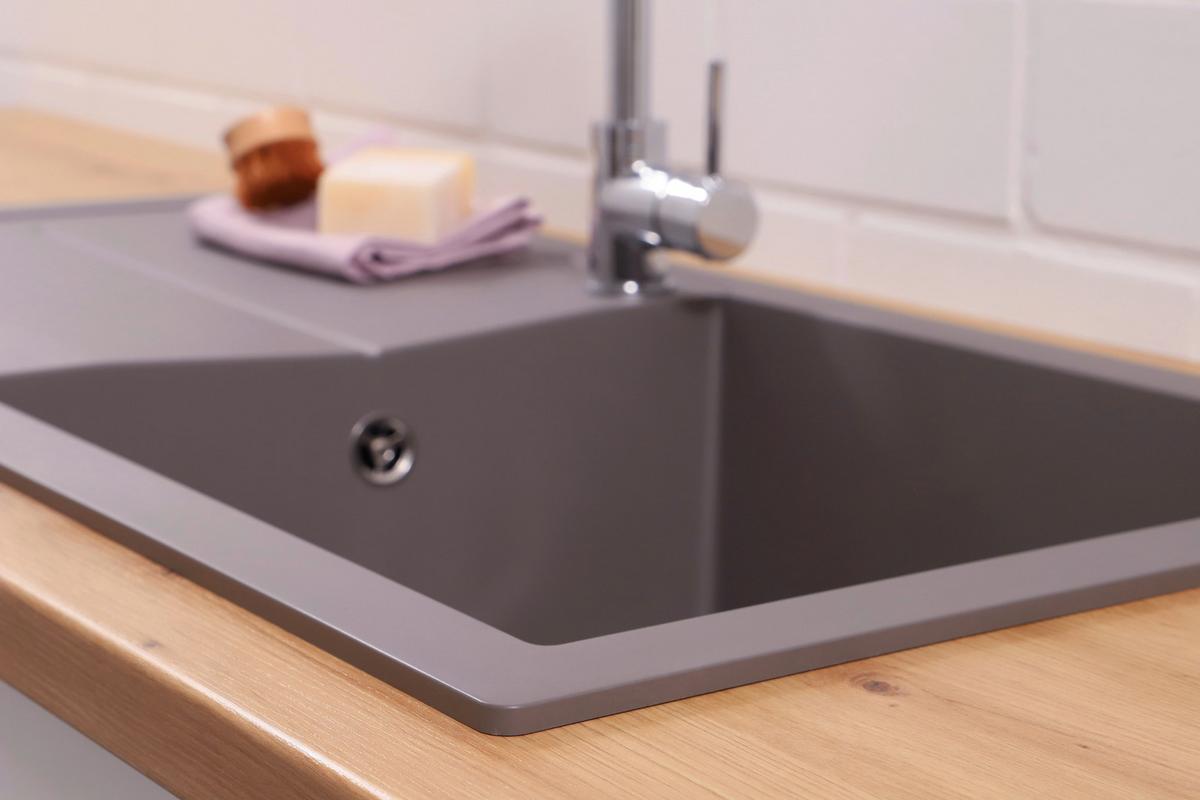 Spüle Cleveland Grau 100x21,4 cm - Grau, Basics, Glas/Kunststoff (100/21,4/50cm) - Respekta