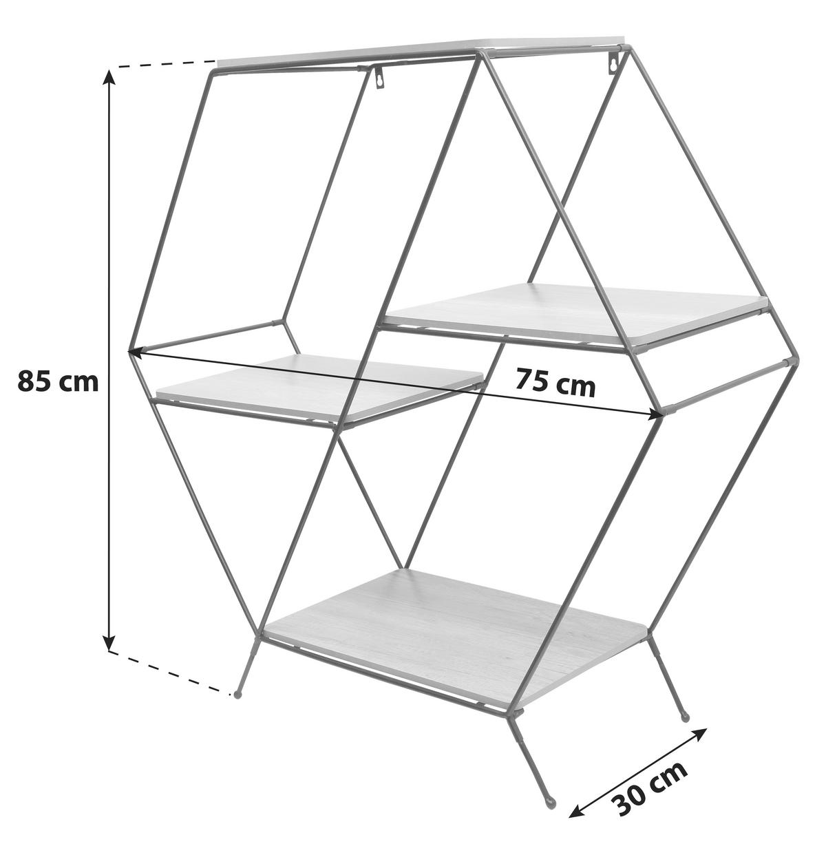 Regal Mailand B: 75 Cm Naturfarben/schwarz - Schwarz/Naturfarben, MODERN, Holzwerkstoff/Metall (75/85/30cm)