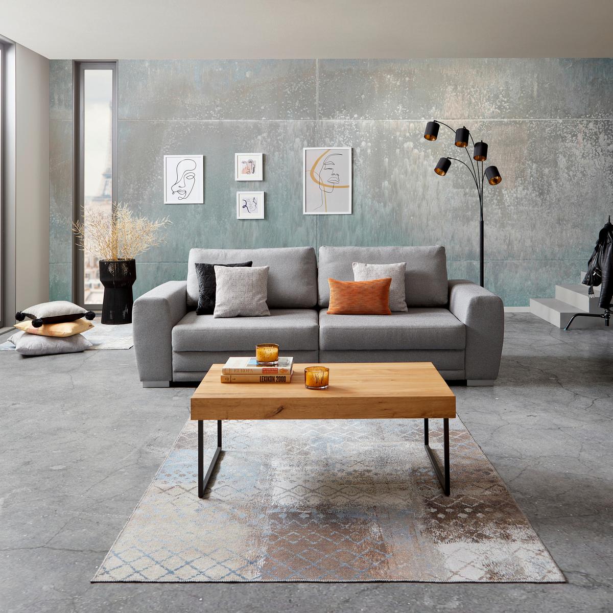 Big Sofa Concord Schlaffunktion B: 252 cm Grau - Chromfarben/Grau, Design, Textil (252/87/107cm) - Ondega