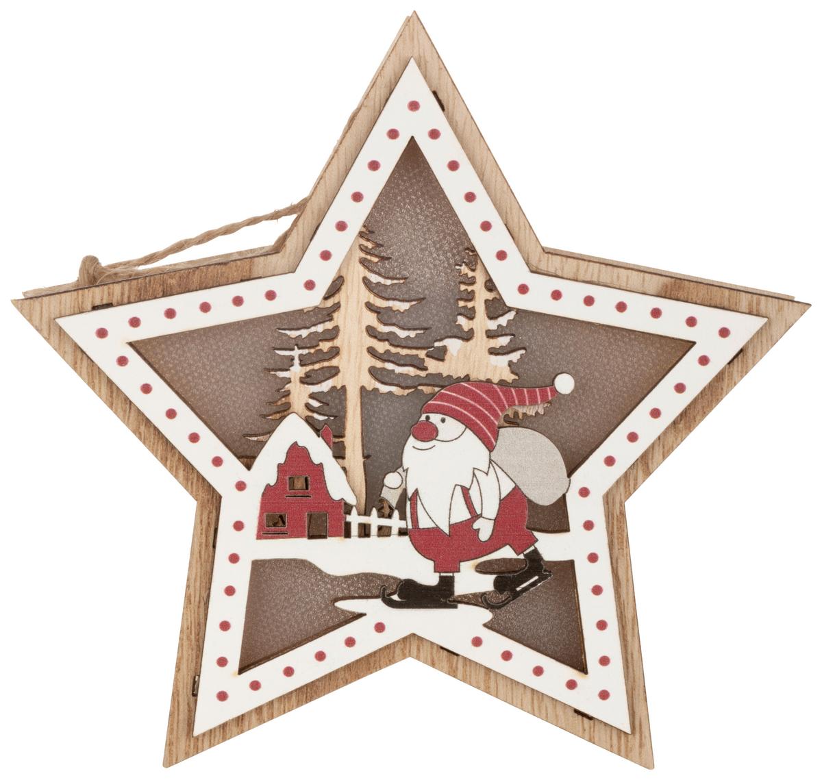 LED-Dekoleuchte Star - Rot/Schwarz, MODERN, Holz/Kunststoff (13,5/12,5/3,5cm) - James Wood