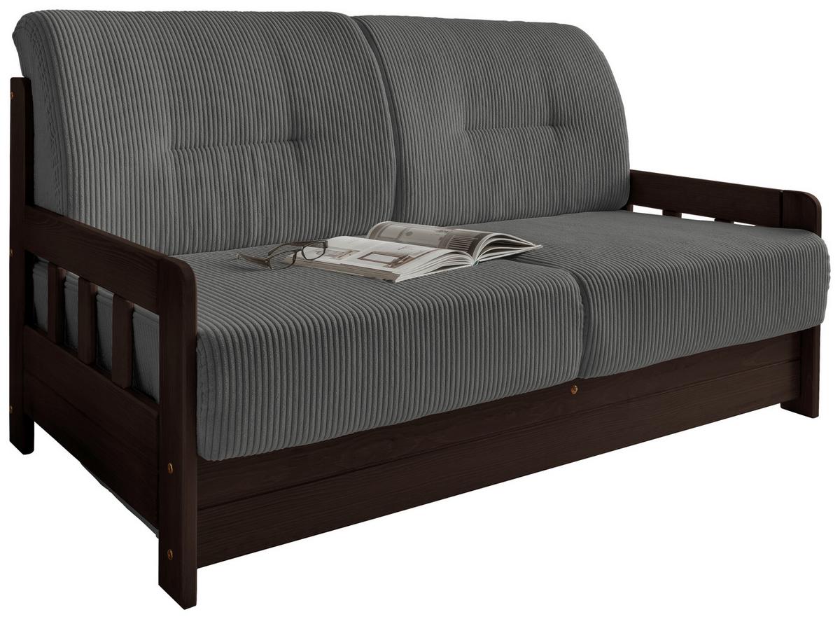 2-sitzer-sofa Mit Schlaffunktion Camino B:154 Cm - Nussbaumfarben/Grau, MODERN, Holz/Textil (154/88/90cm) - Livetastic