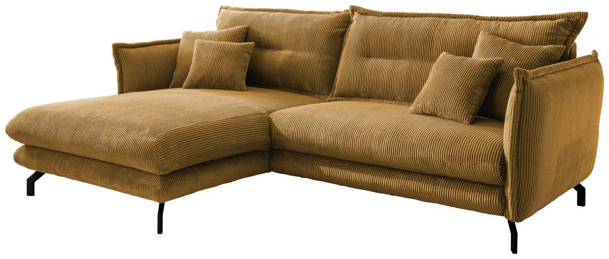Ecksofa Lava Goldfarben S: 180/255 cm - Goldfarben/Schwarz, MODERN, Textil (180/255cm) - Livetastic