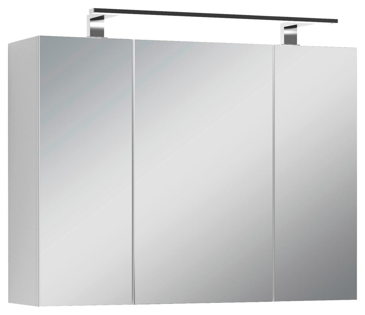 Spiegelschrank Spree Mit Led 3-Türig Bxhxt 80x60x20 Cm Weiß - Weiß, MODERN, Glas/Holzwerkstoff (80/60/20cm) - MID.YOU