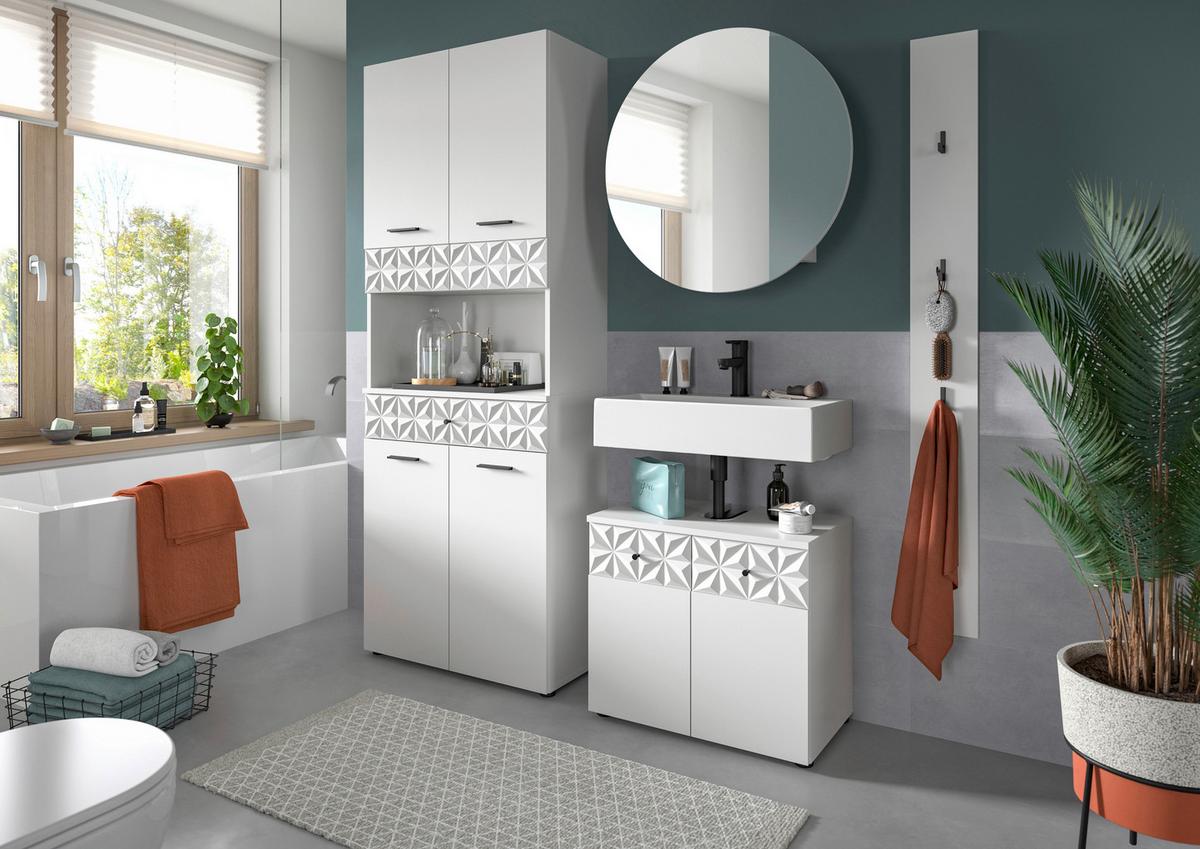 Badezimmer Prisma, Schwarz/Weiß K: 60 cm - Schwarz/Weiß, MODERN, Glas/Holzwerkstoff (60cm) - MID.YOU