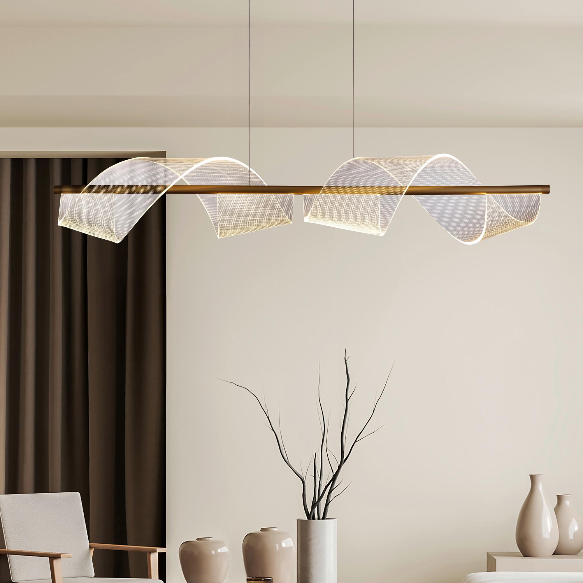 LED-Pendelleuchte 67304go Lux & Belle - Messingfarben, Design (100/24/121cm)