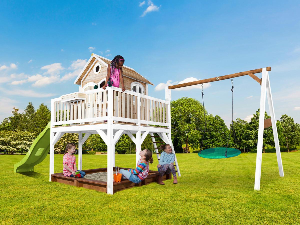 Spielturm A030.154.11 - Braun/Weiß, KONVENTIONELL, Holz (613/291/277cm) - Ambia Garden