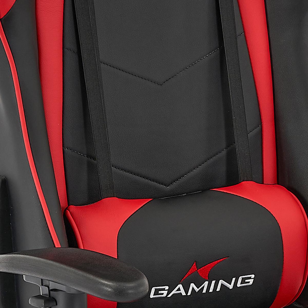 Gaming Stuhl Genf M. Armlehnen + Stützkissen Schwarz/rot - Rot/Schwarz, MODERN, Kunststoff/Textil (70/137/57cm)