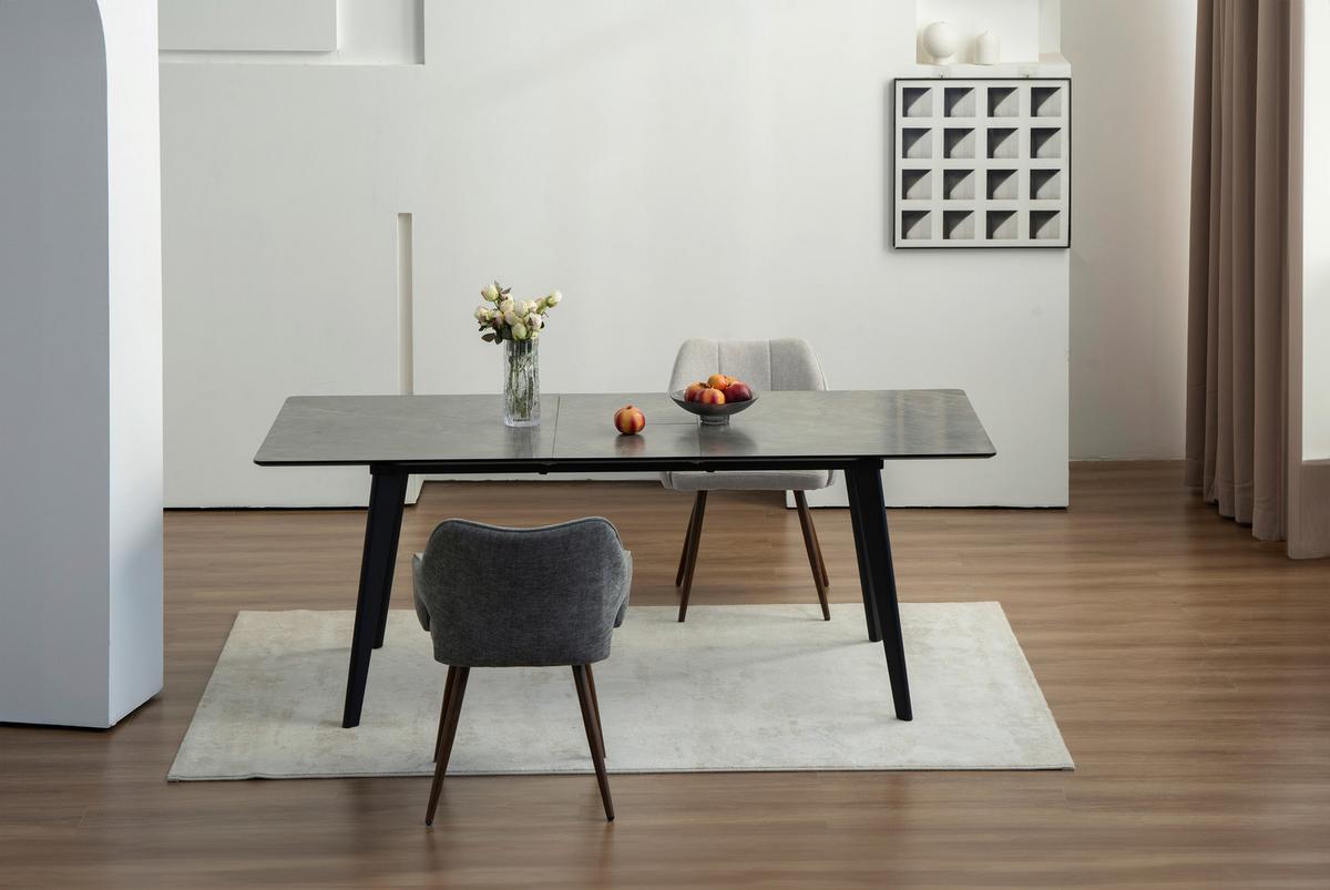 Esstisch Alvaro - Schwarz/Grau, LIFESTYLE, Holzwerkstoff/Metall (180/220/75/100cm) - MID.YOU