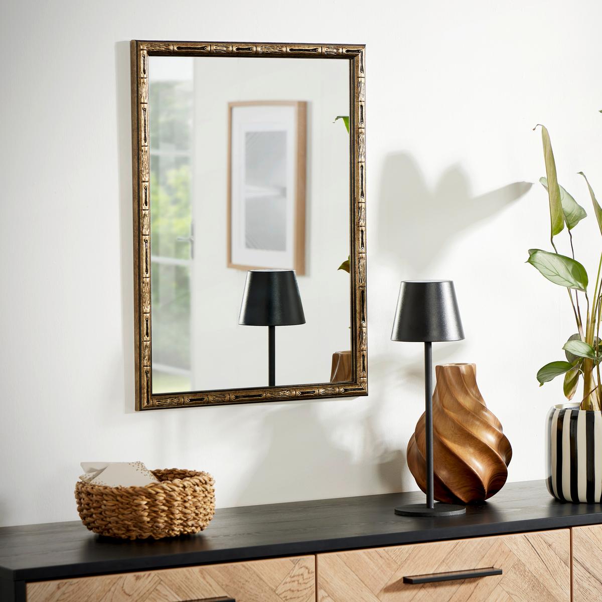 ZRCADLO LUBNY II - černá/barvy stříbra, Moderní, plast/sklo (57/42cm)