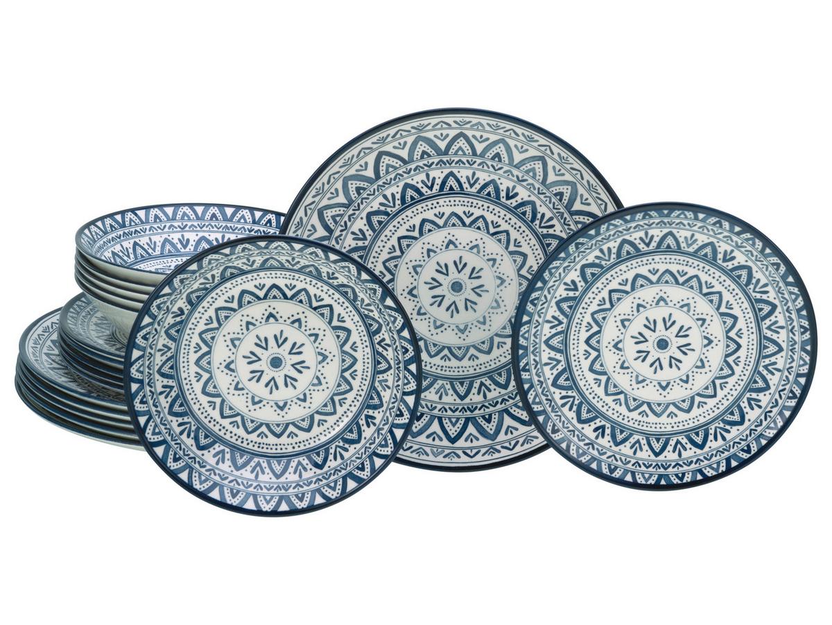 Tafelservice Mexico Blau Blau, Multicolor, Weiß 18--Teilig - Blau/Multicolor, Basics, Keramik - Creatable