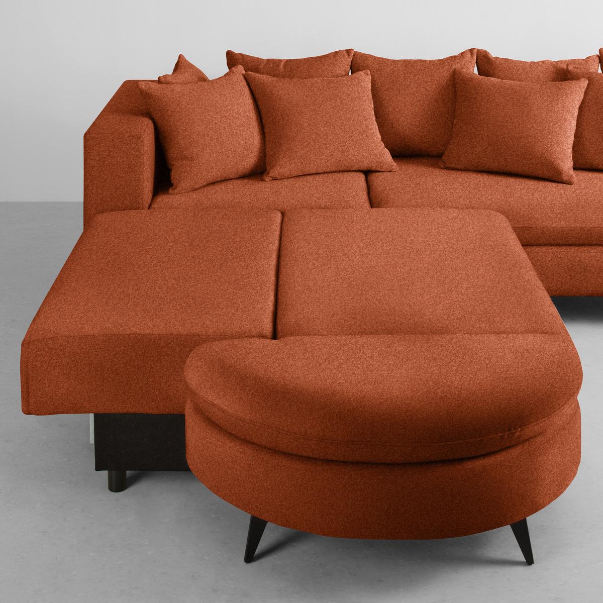 Rohová sedačka AXEL, levá, rezavá tkanina - černá/rezavá, Moderní, kov/textil (250/291cm) - Mömax
