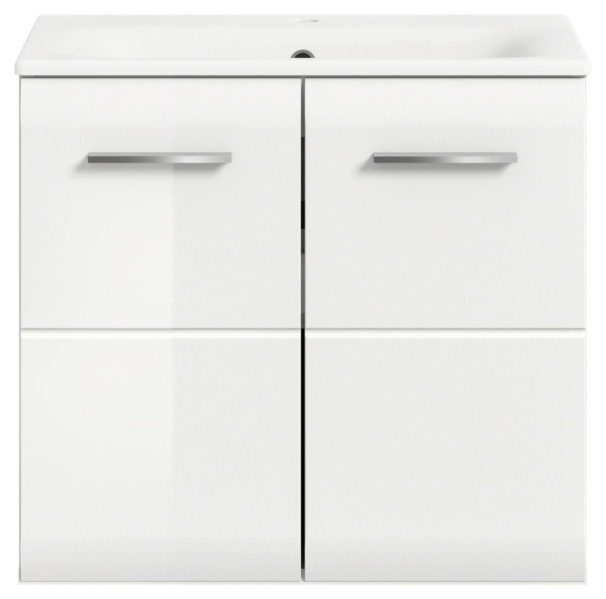 Skříňka s umyvadlem Ice, bílá - bílá/barvy stříbra, Moderní, kompozitní dřevo/plast (60/55/46cm) - MID.YOU