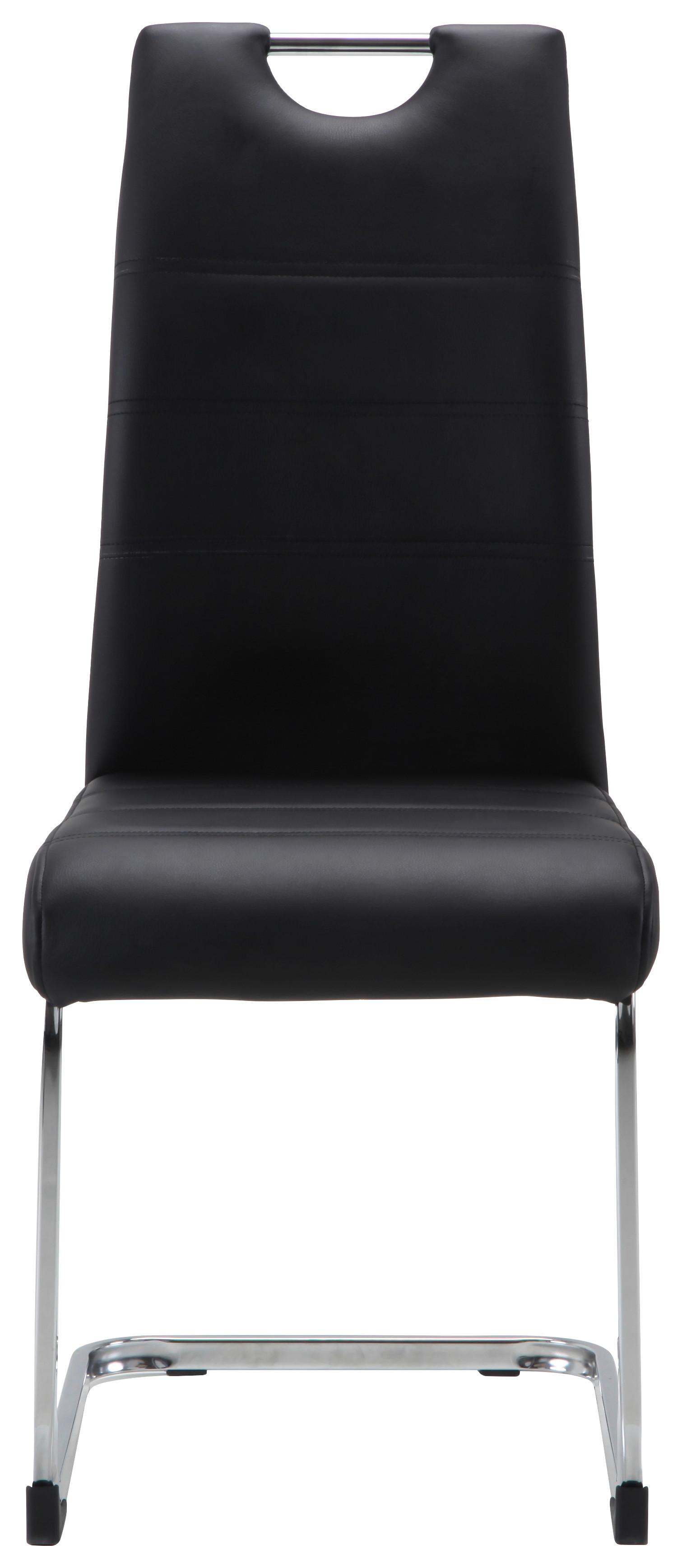 Schwingstuhl Leander Schwarz mit Griff 4er-Set - Chromfarben/Schwarz, Design, Textil/Metall (42/99/56cm) - P & B