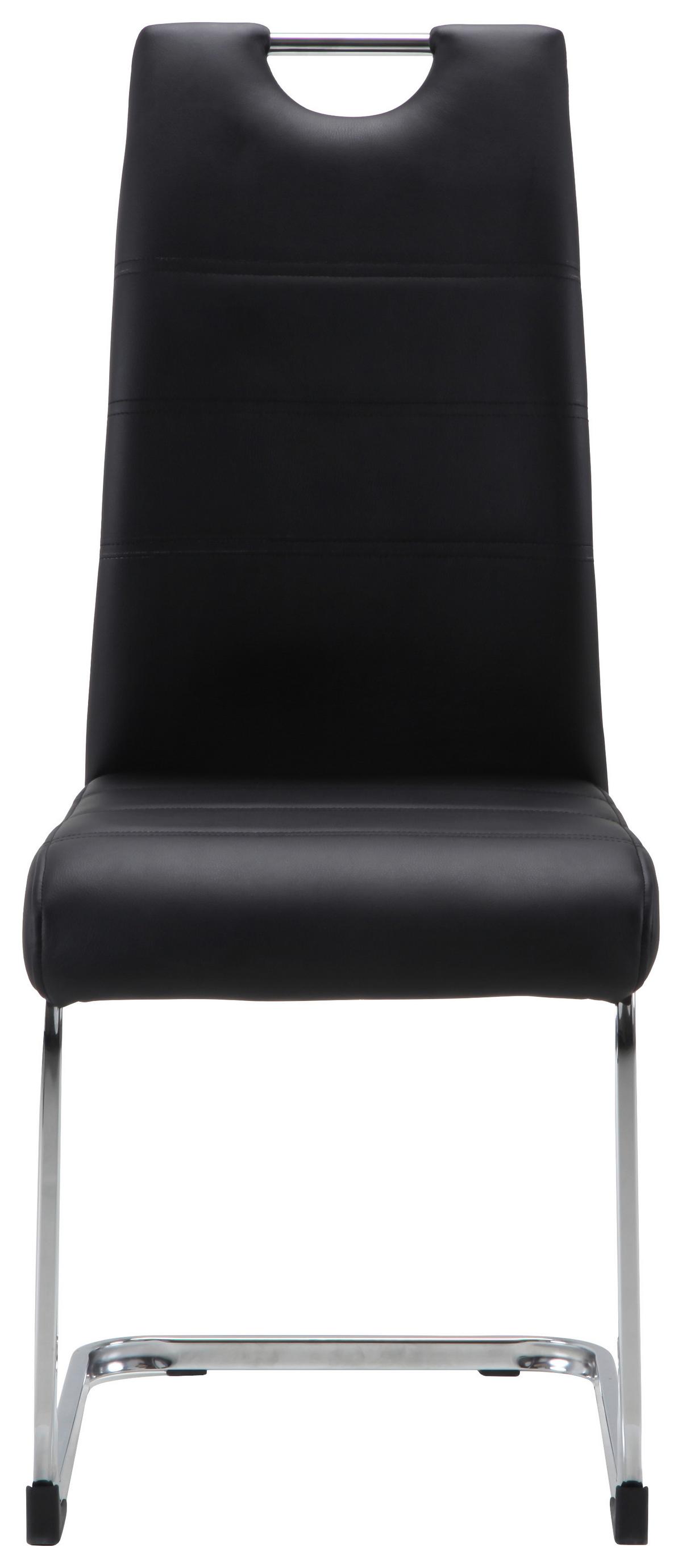 Schwingstuhl Leander Schwarz mit Griff 4er-Set - Chromfarben/Schwarz, Design, Textil/Metall (42/99/56cm) - P & B
