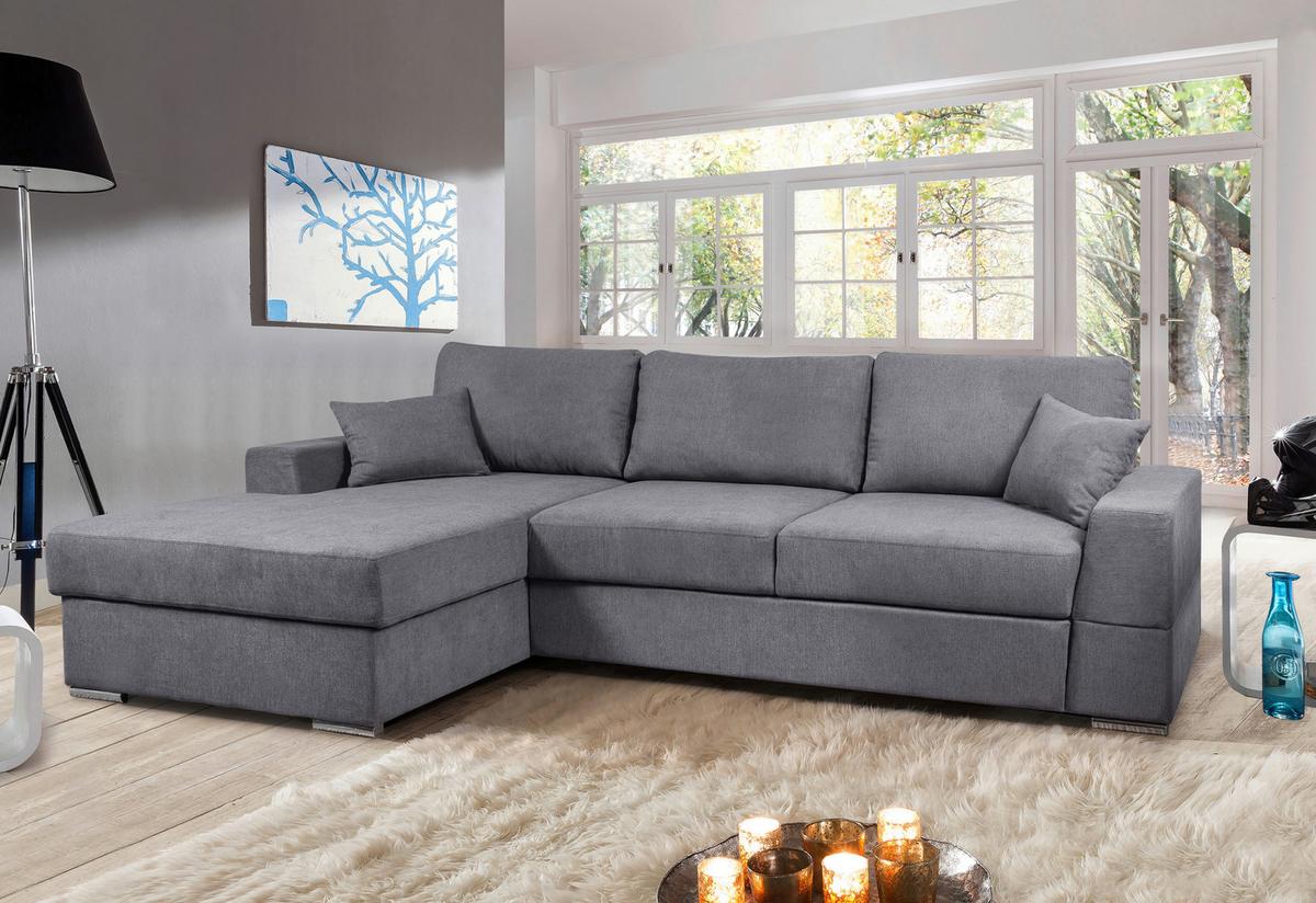 Rozkládací sedací souprava Kuba, levé provedení - šedá/barvy stříbra, Konvenční, dřevo/textil (165/88/290cm)