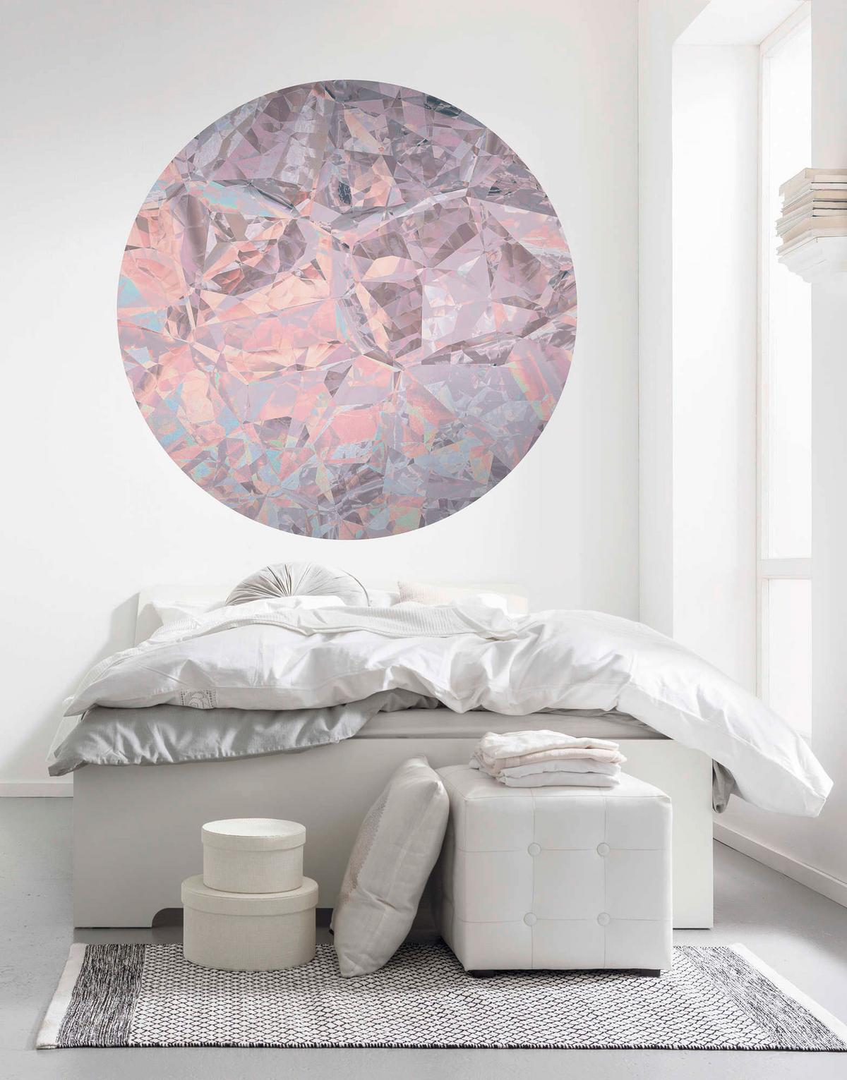 Fototapete Glossy Crystals - Silberfarben/Rosa, Trend, Papier (125cm) - Komar