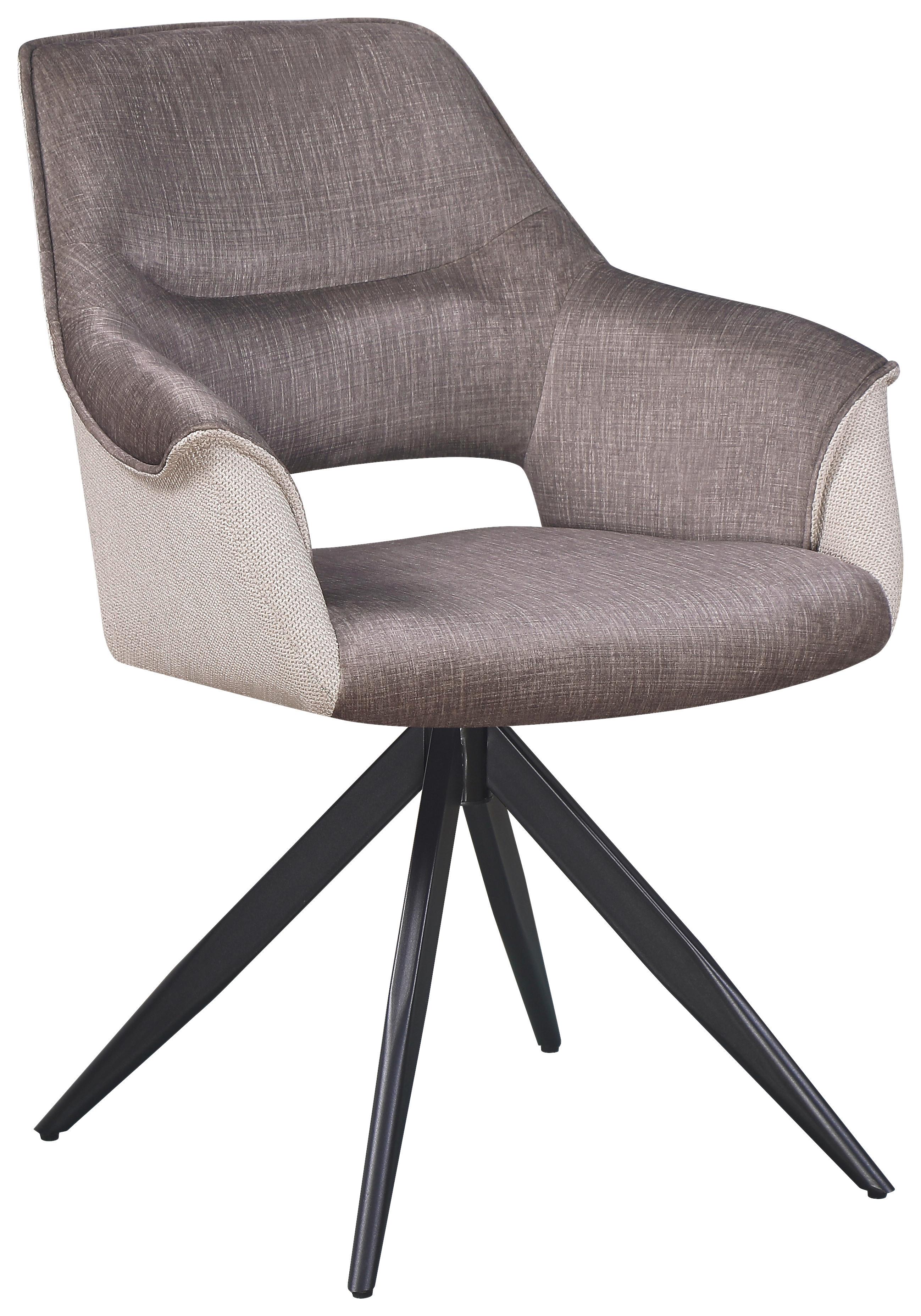 Armlehnstuhl Kiran Samt Beige, B: 62 cm - Beige/Schwarz, KONVENTIONELL, Textil/Metall (62/86/64cm) - MID.YOU
