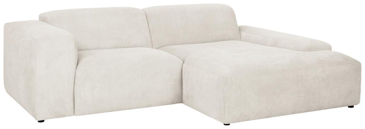 Ecksofa Hannah Creme 252x170 Cm - Creme/Schwarz, Design, Textil (252/170cm) - MID.YOU