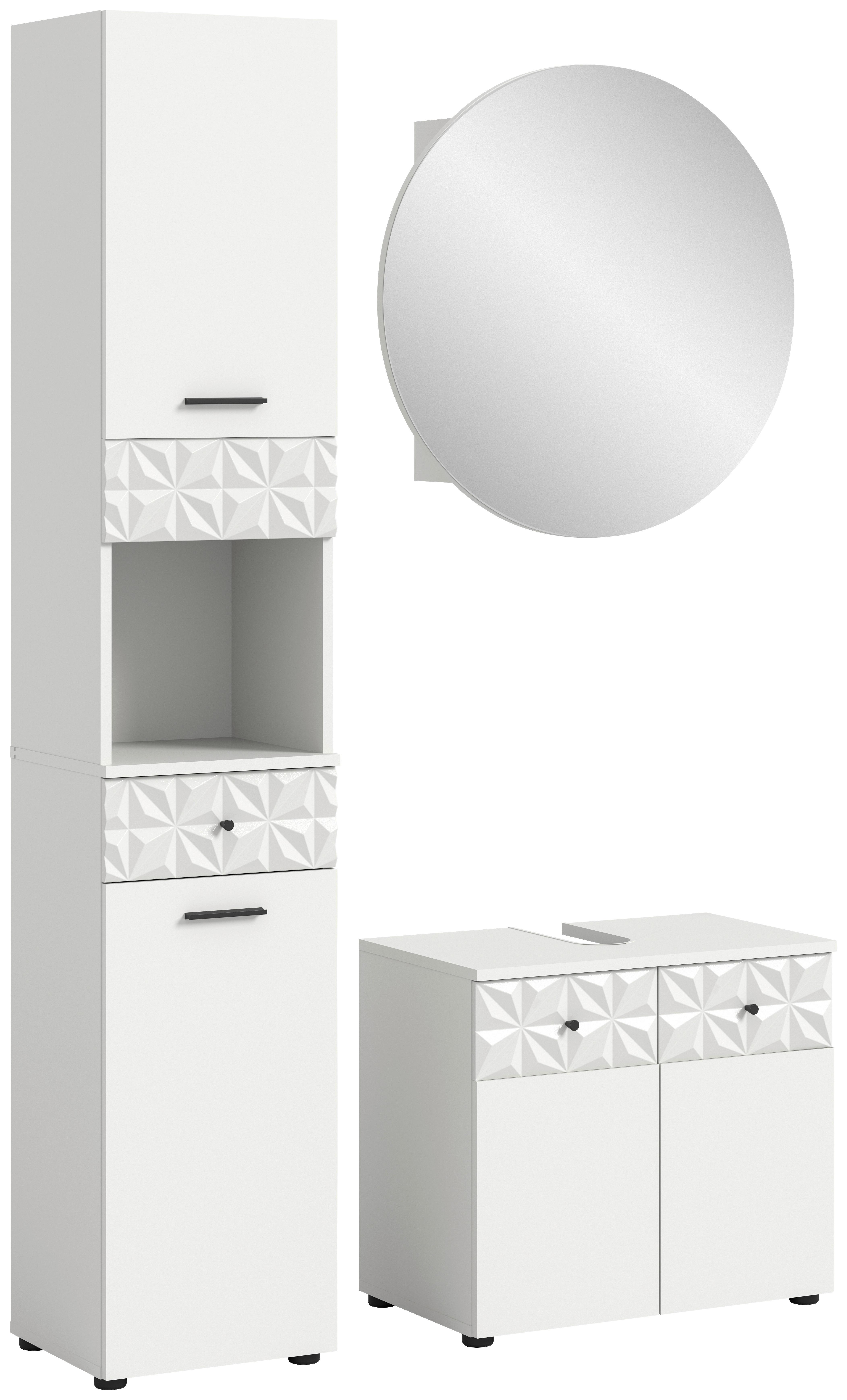 Badezimmer Prisma Weiß B: 95 Cm - Schwarz/Weiß, MODERN, Holzwerkstoff (95cm) - MID.YOU