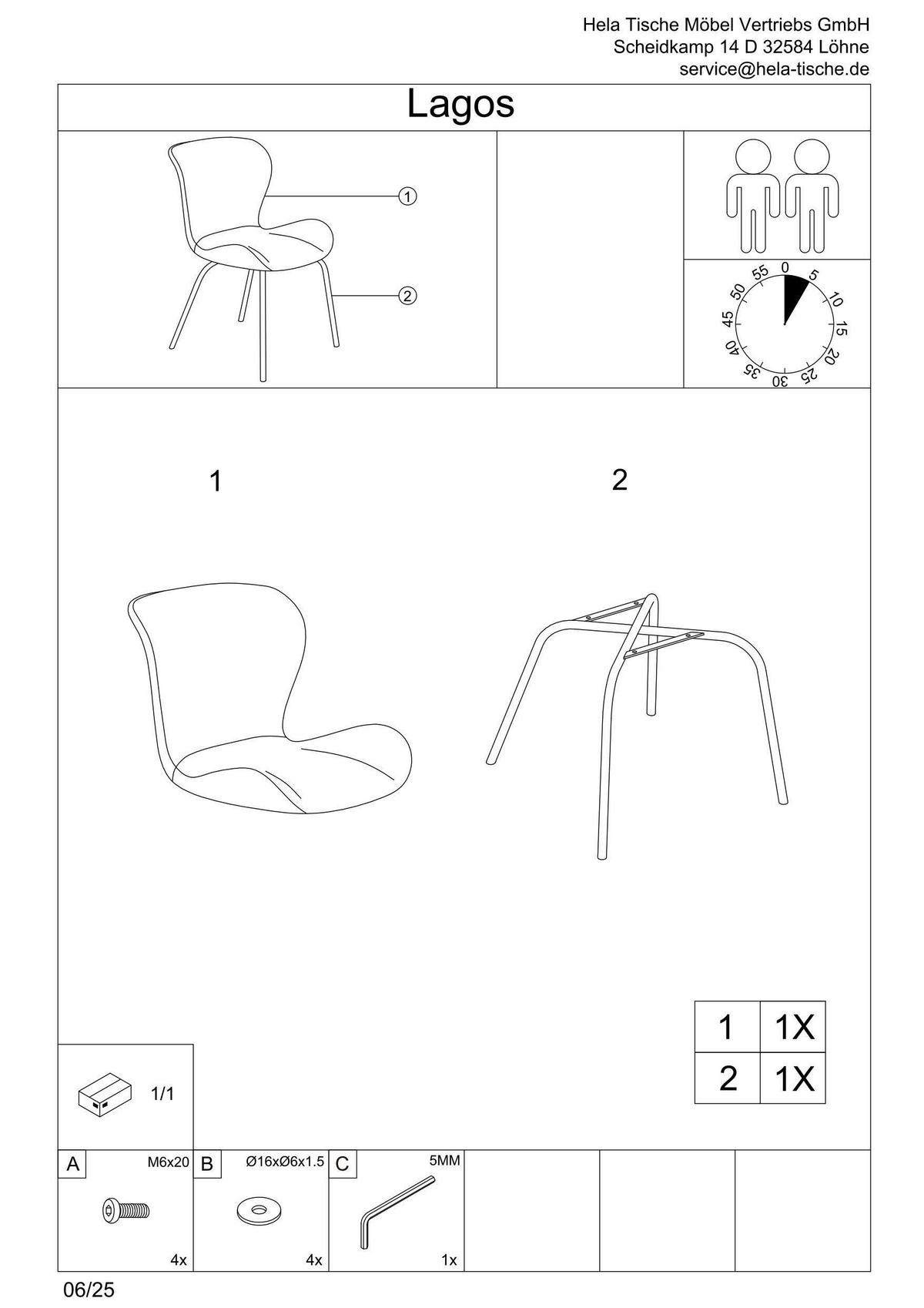 Stuhl-set Lagos S 2er-Set - Beige/Creme, MODERN, Textil/Metall (50/83,5/60cm) - MID.YOU