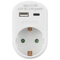 Multistecker, 250v Cassandra - Weiß, Basics, Kunststoff/Metall (8/5,5/7,7cm) - Ondega