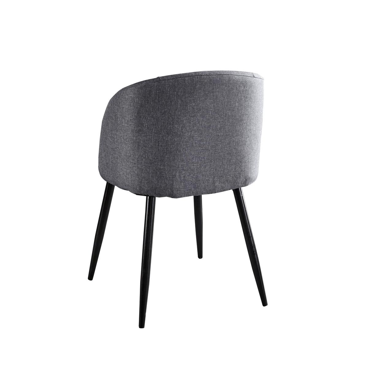 Armlehnstuhl-Set Webstoff Dunkelgrau, B: 63cm - Dunkelgrau/Schwarz, Design, Textil/Metall (63/84/53cm) - Livetastic