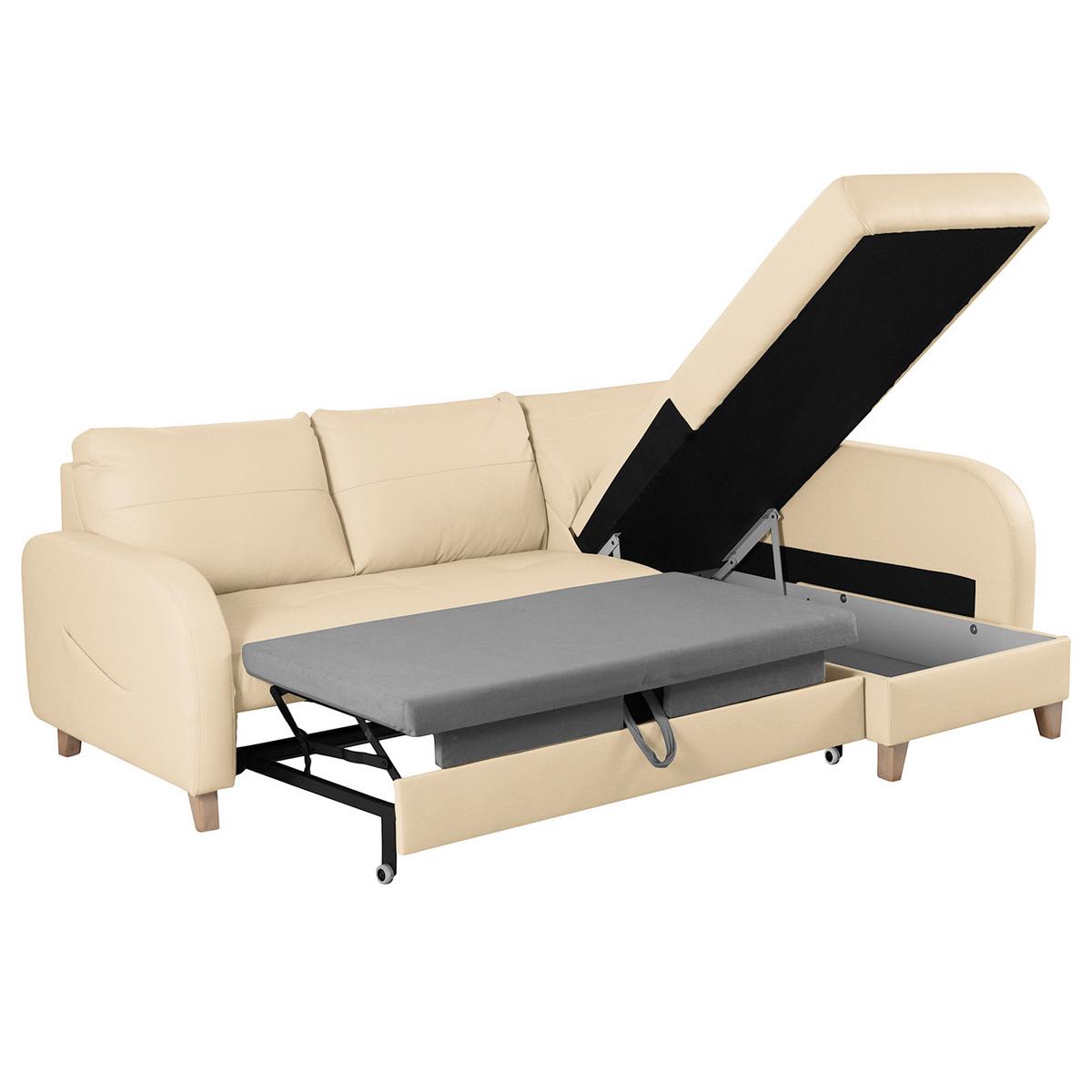 Ecksofa Compact Beige B: 227x168 Cm - Beige/Buchefarben, Design, Leder/Textil (227/168cm) - Livetastic