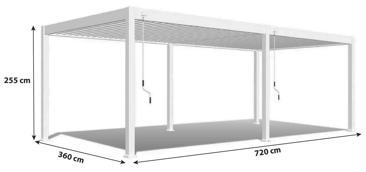 Pavillon Deluxe 720x360cm Wetterfest, Gartenpavillon - Weiß, Basics, Metall (720/255/360cm) - WEIDE