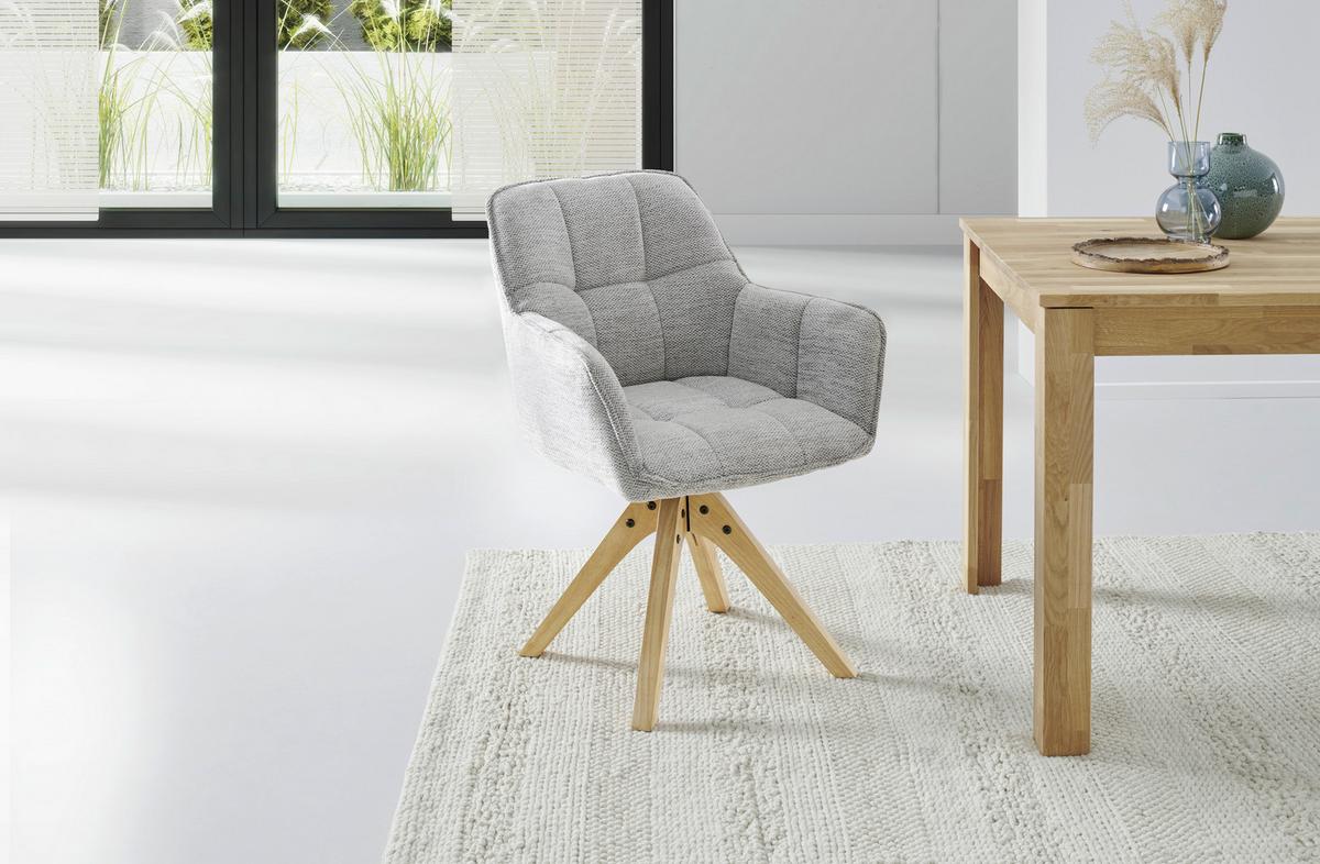 Armlehnstuhl Kerry Hellgrau B: 63 Cm - Eichefarben/Hellgrau, LIFESTYLE, Holz/Textil (63/83/61cm) - MID.YOU
