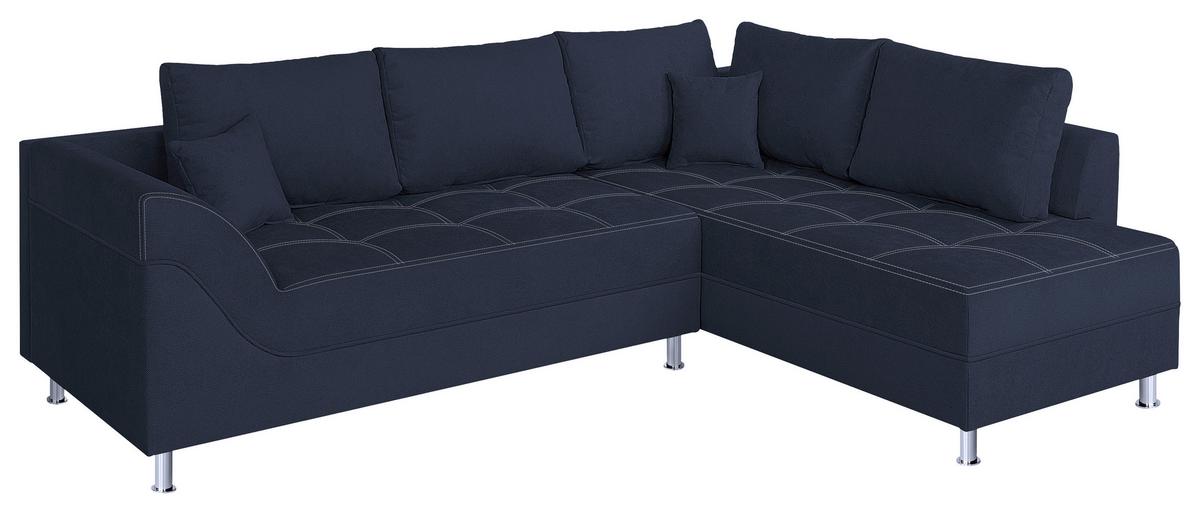 Rohová sedačka BENNY, obojstranná, tmavomodrá - čierna/tmavomodrá, Design, kompozitné drevo/textil (267/202cm) - P & B