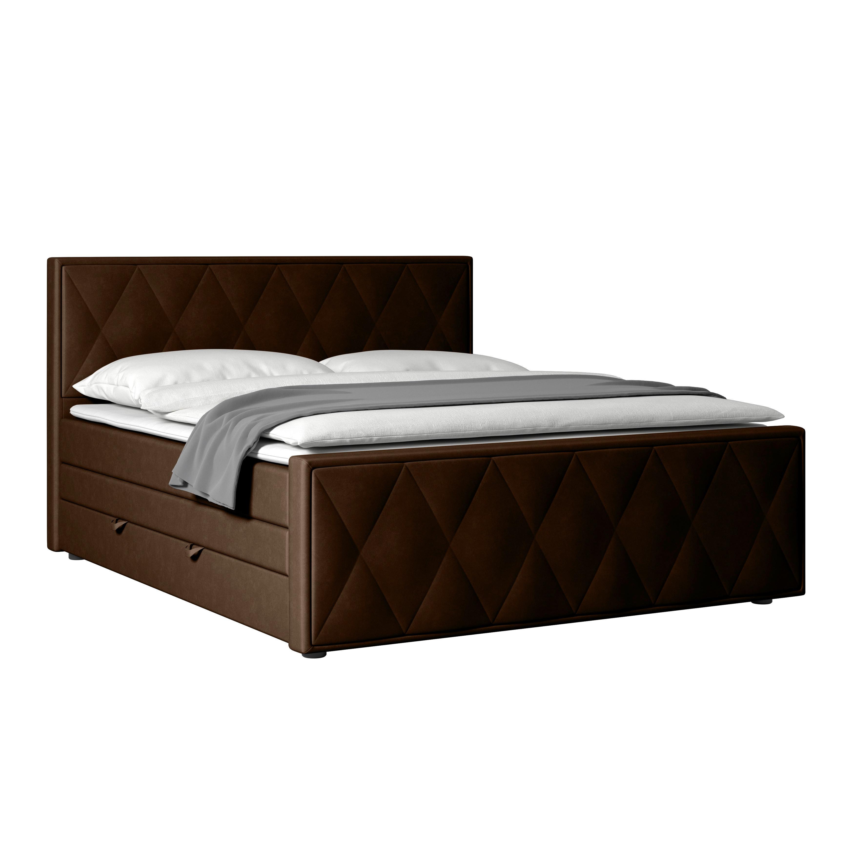 Boxspringbett Mit Bettkasten Porto 180x200 Cm Braun - Schwarz/Braun, MODERN, Holz/Textil (180/200cm) - MID.YOU