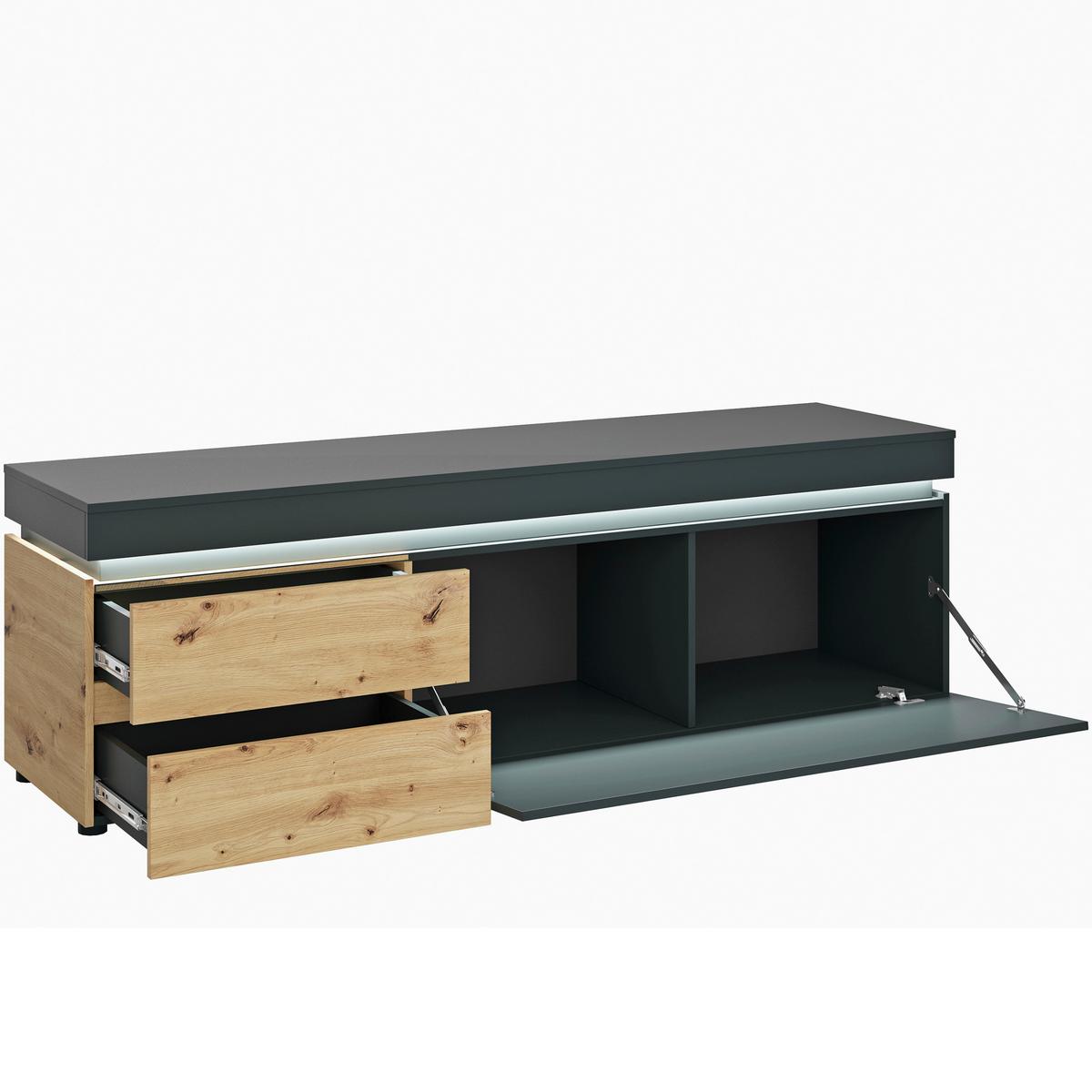 Tv-element Luci Grau Eiche Artisan/grau B: 180,5 Cm - Schwarz/Eiche Artisan, Trend, Holzwerkstoff (180,5/56,7/48cm) - MID.YOU