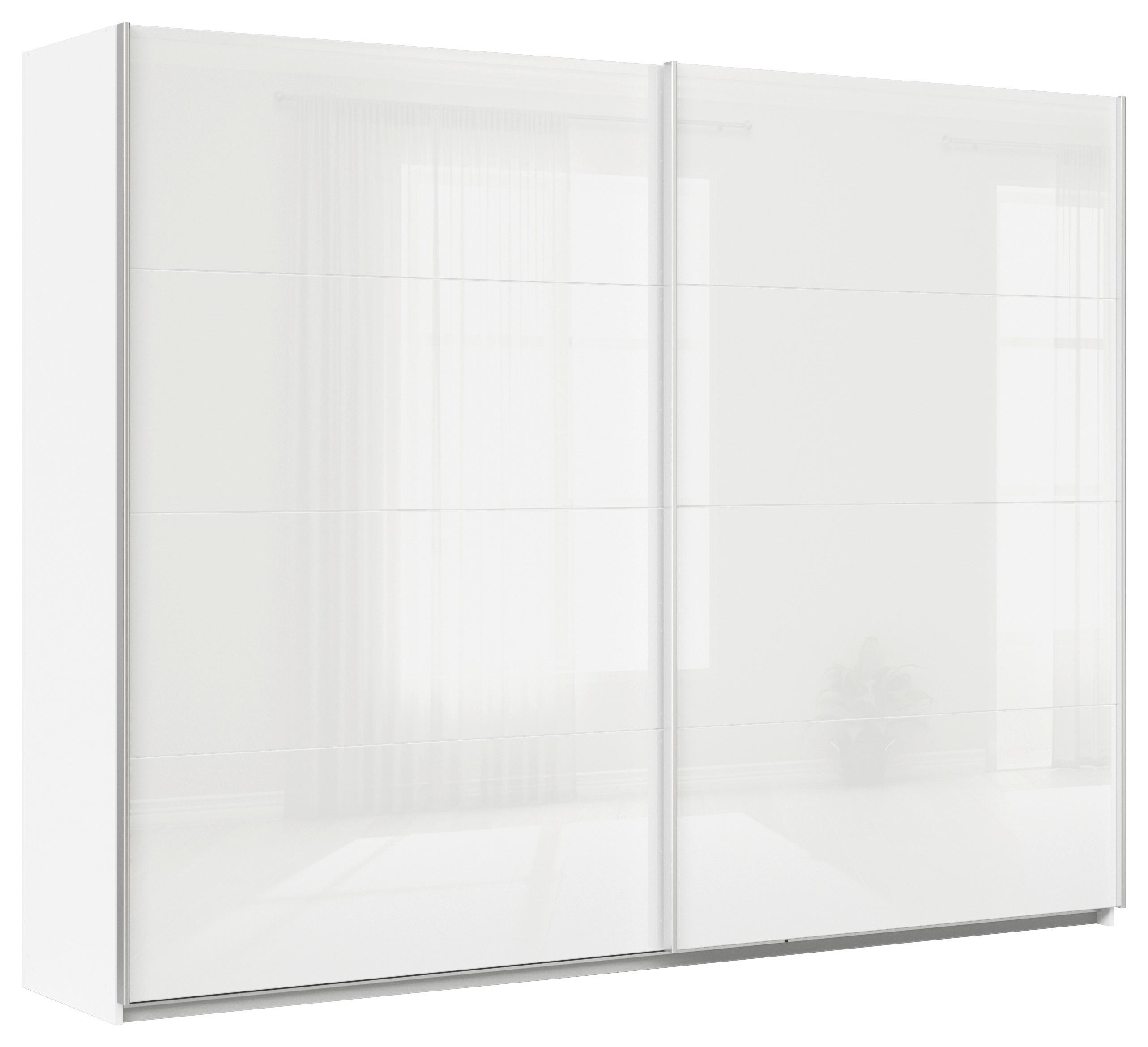 Tolóajtós Szekrény Feldkirch 271/210 Cm - magasfényű fehér/fehér, Modern, faalapú anyag/Üveg (271/210/62cm)