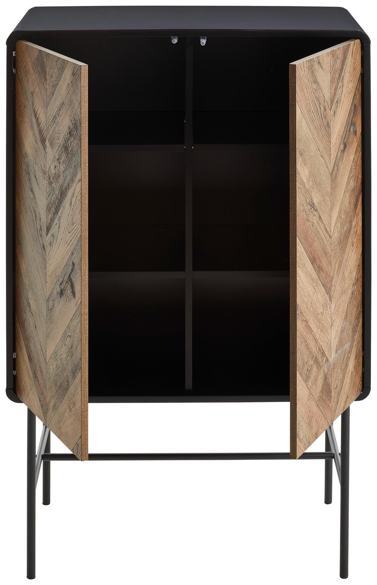 Komód Sandy 80/122 Cm - fekete/tölgyfa, Modern, faalapú anyag/fém (80/122/40cm) - MID.YOU