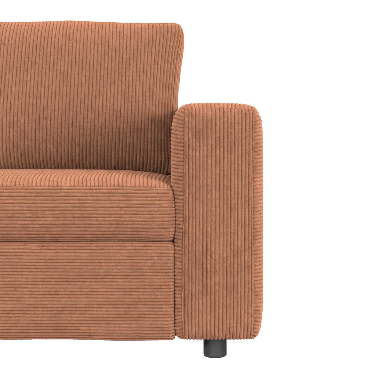 Ecksofa mit Schlaffunktion Toulouse terracotta, 206x224cm - Terracotta/Schwarz, Trend, Holz/Textil (206/224cm)
