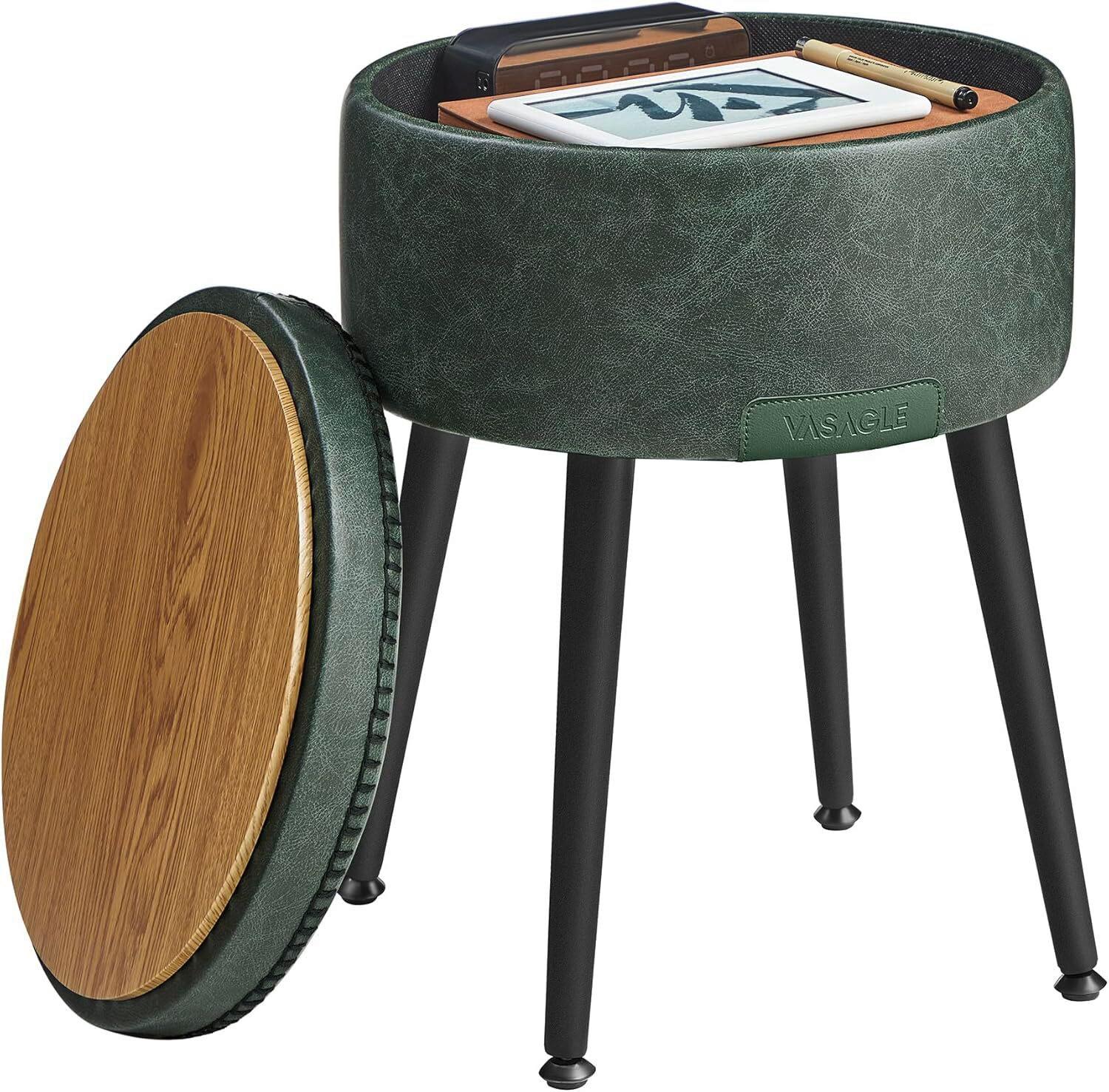 Hocker Schwarz, Dunkelgrün B: 32 cm - Dunkelgrün/Creme, Trend, Holzwerkstoff/Textil (32/44/32cm) - MID.YOU