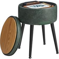 Hocker Schwarz, Dunkelgrün B: 32 cm - Dunkelgrün/Creme, Trend, Holzwerkstoff/Textil (32/44/32cm) - MID.YOU